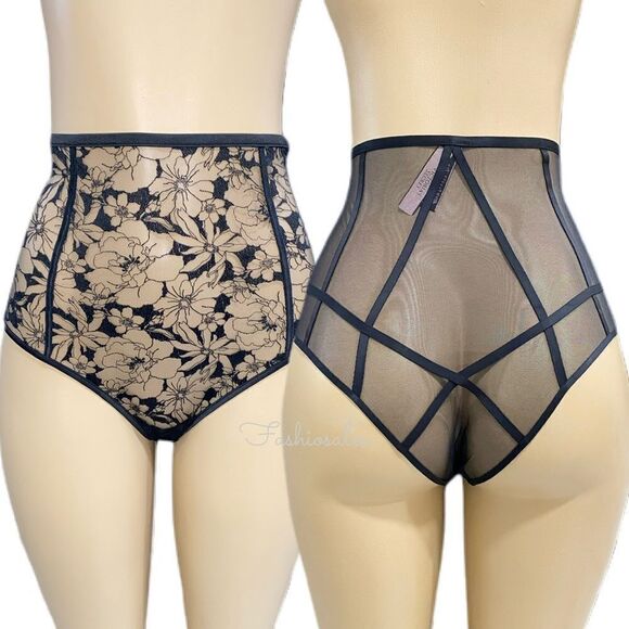 Victorias Secret Very Sexy LUXE Embroidered Mesh High Waist Zip Cheeky panty M - Picture 1 of 2